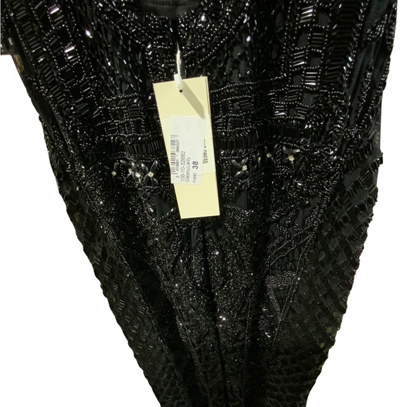 Gatsby Lady Women’s 🌸Long Illusion🌸 V-Neck Embellished Black Dress - 4 - Picture 5 of 11